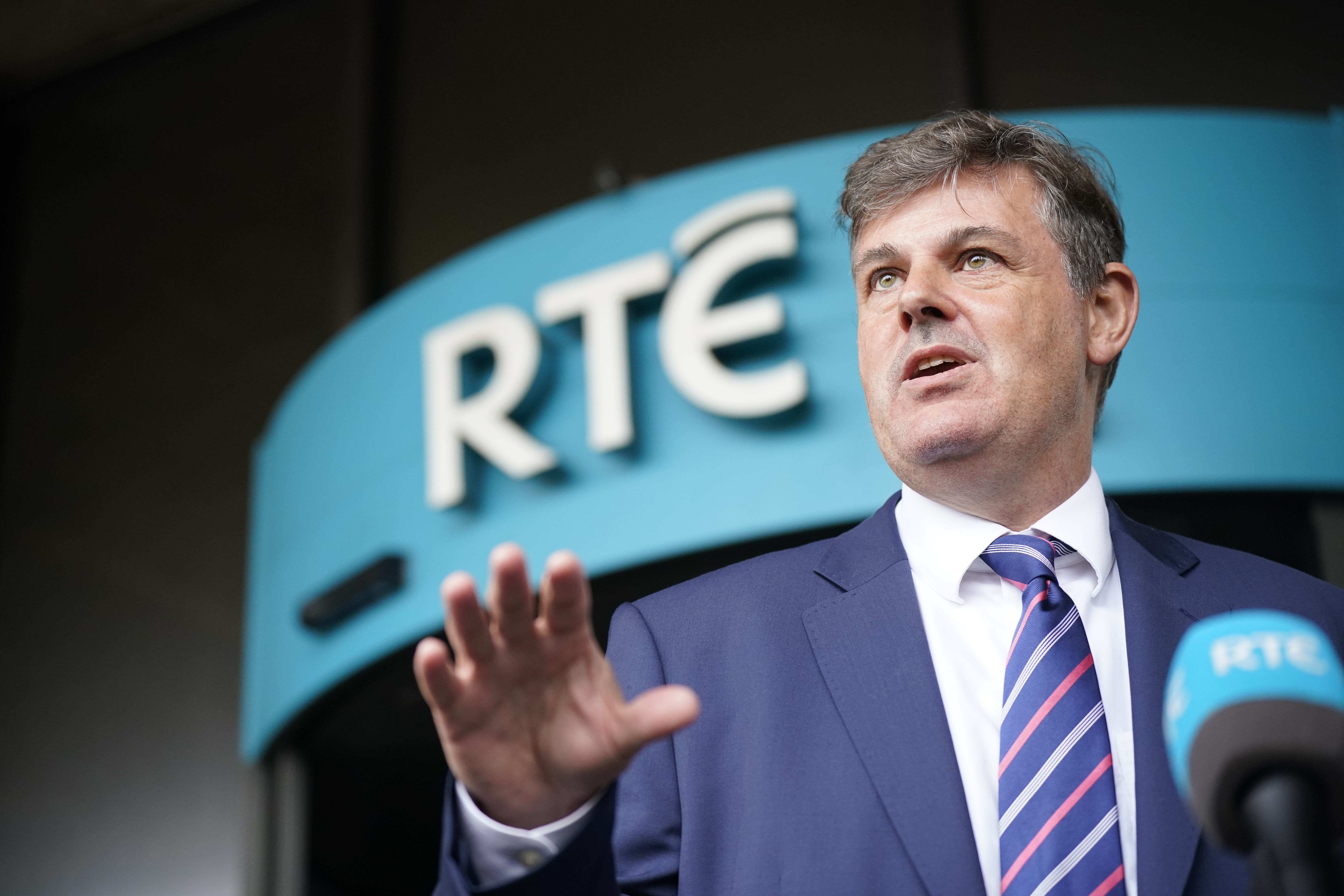Kevin Bakhurst, RTE director general, speaking to reporters.